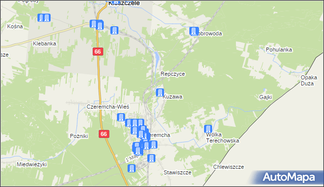 mapa Kuzawa, Kuzawa na mapie Targeo