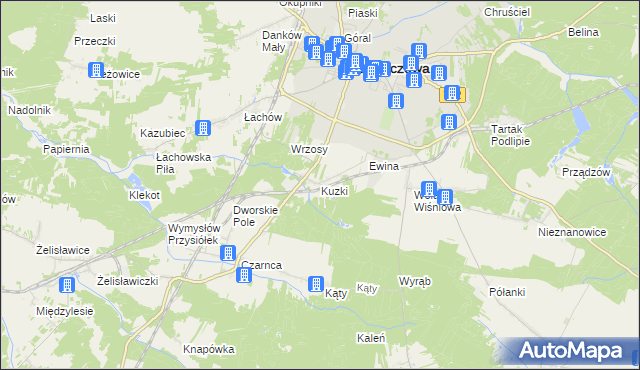 mapa Kuzki gmina Włoszczowa, Kuzki gmina Włoszczowa na mapie Targeo