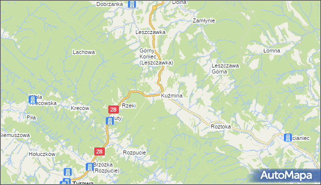 mapa Kuźmina, Kuźmina na mapie Targeo