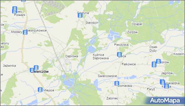 mapa Kuźnica Dąbrowska, Kuźnica Dąbrowska na mapie Targeo