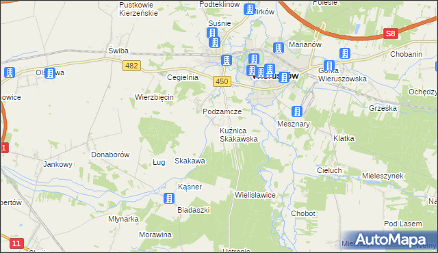 mapa Kuźnica Skakawska, Kuźnica Skakawska na mapie Targeo