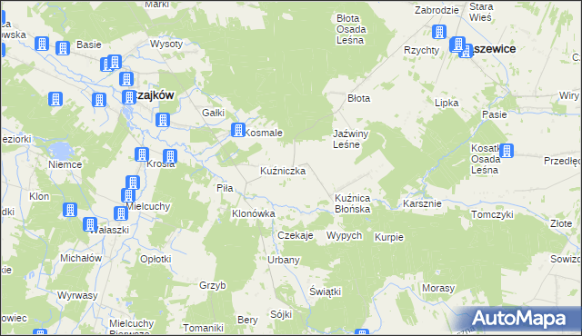 mapa Kuźnica Zagrzebska, Kuźnica Zagrzebska na mapie Targeo
