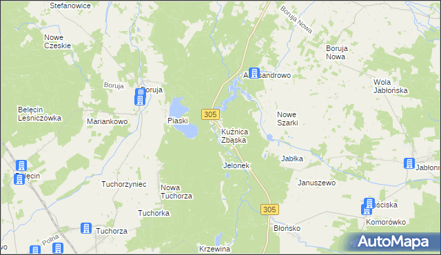 mapa Kuźnica Zbąska, Kuźnica Zbąska na mapie Targeo