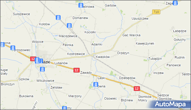 mapa Kwasków, Kwasków na mapie Targeo