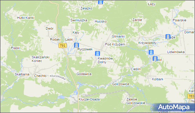 mapa Kwaśniów Dolny, Kwaśniów Dolny na mapie Targeo