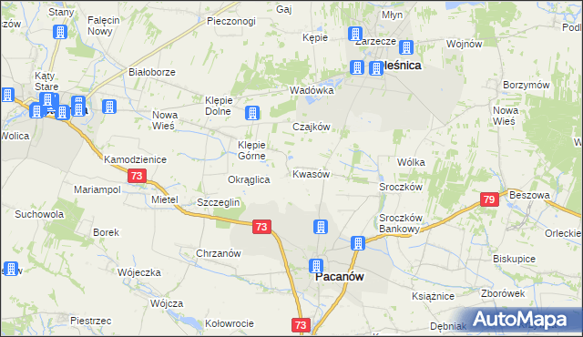 mapa Kwasów, Kwasów na mapie Targeo