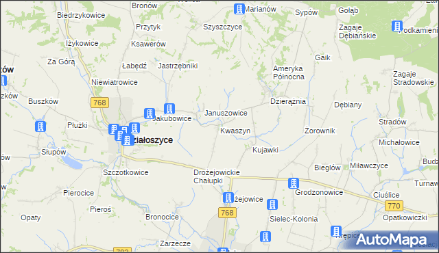 mapa Kwaszyn, Kwaszyn na mapie Targeo