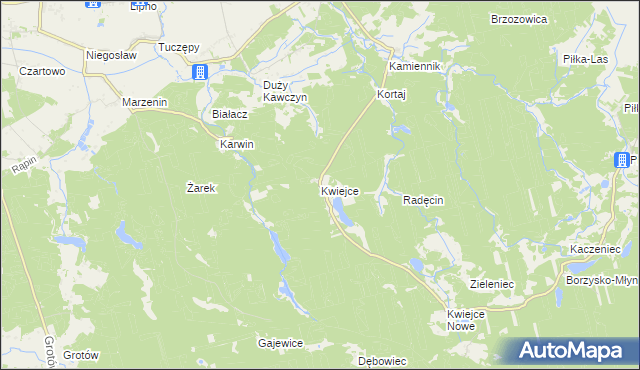 mapa Kwiejce, Kwiejce na mapie Targeo