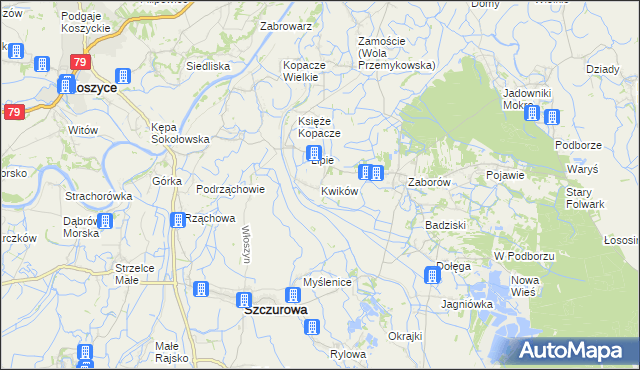 mapa Kwików, Kwików na mapie Targeo