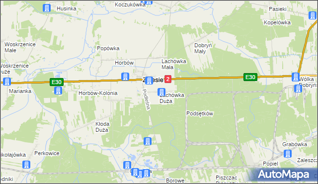 mapa Lachówka Duża, Lachówka Duża na mapie Targeo
