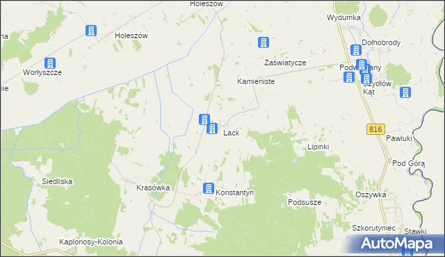 mapa Lack, Lack na mapie Targeo