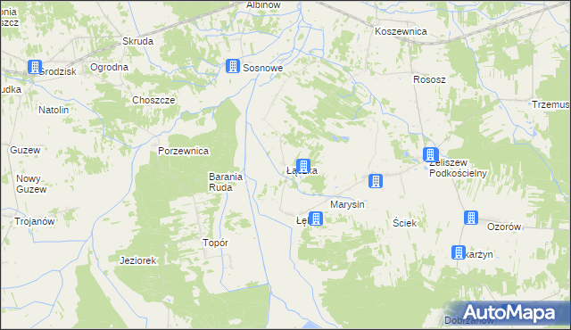 mapa Łączka gmina Kotuń, Łączka gmina Kotuń na mapie Targeo