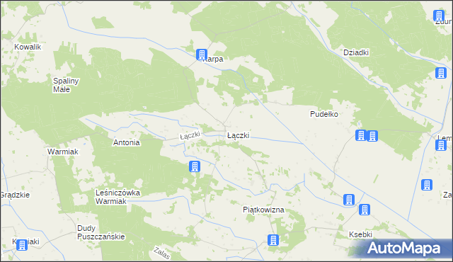 mapa Łączki gmina Łyse, Łączki gmina Łyse na mapie Targeo