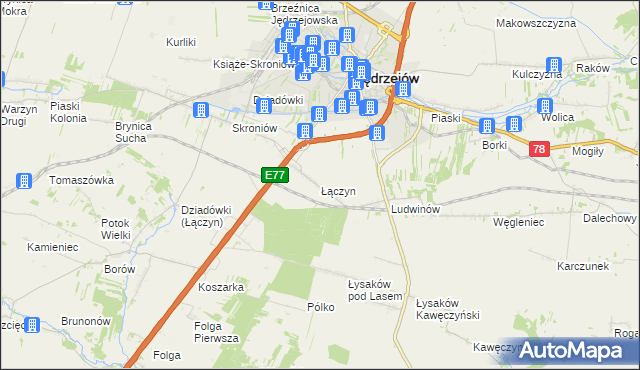 mapa Łączyn, Łączyn na mapie Targeo