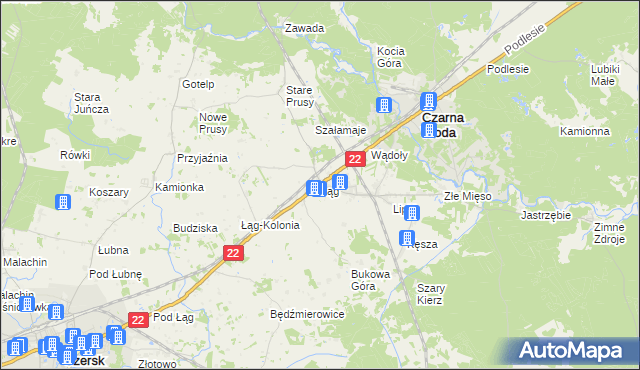 mapa Łąg, Łąg na mapie Targeo