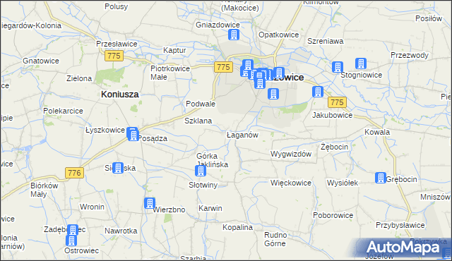 mapa Łaganów, Łaganów na mapie Targeo