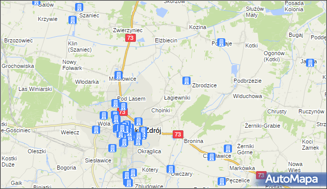 mapa Łagiewniki gmina Busko-Zdrój, Łagiewniki gmina Busko-Zdrój na mapie Targeo