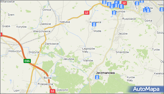 mapa Łagoszów Mały, Łagoszów Mały na mapie Targeo