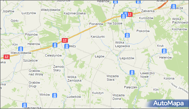mapa Łagów gmina Przyłęk, Łagów gmina Przyłęk na mapie Targeo