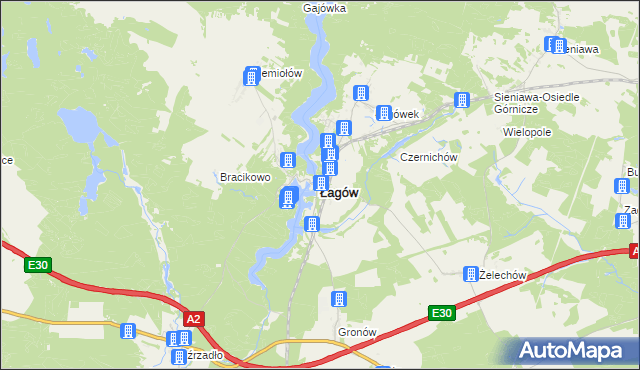 mapa Łagów powiat świebodziński, Łagów powiat świebodziński na mapie Targeo
