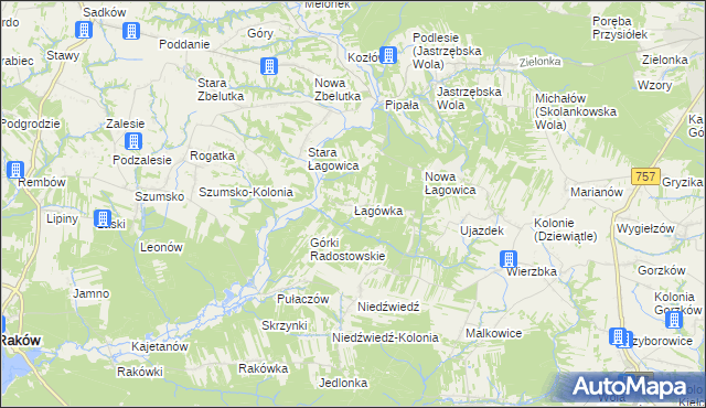 mapa Łagówka, Łagówka na mapie Targeo