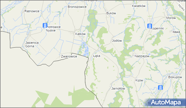 mapa Łąka gmina Otmuchów, Łąka gmina Otmuchów na mapie Targeo