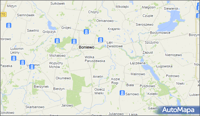 mapa Łąki Wielkie, Łąki Wielkie na mapie Targeo