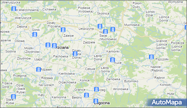 mapa Łąkta Dolna, Łąkta Dolna na mapie Targeo