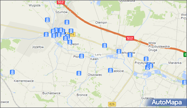 mapa Łany gmina Markuszów, Łany gmina Markuszów na mapie Targeo