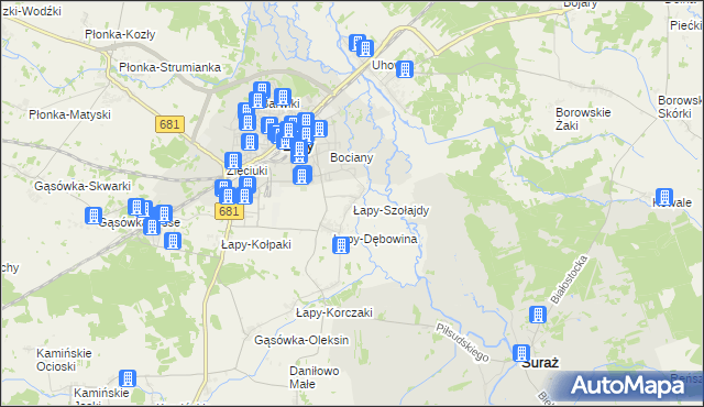 mapa Łapy-Szołajdy, Łapy-Szołajdy na mapie Targeo