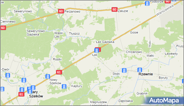 mapa Łaś, Łaś na mapie Targeo