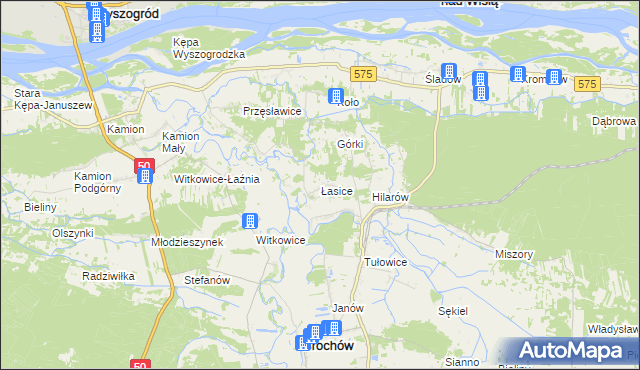 mapa Łasice, Łasice na mapie Targeo