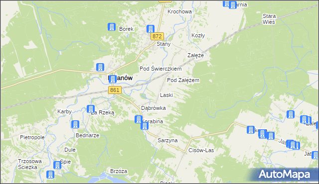 mapa Laski gmina Bojanów, Laski gmina Bojanów na mapie Targeo
