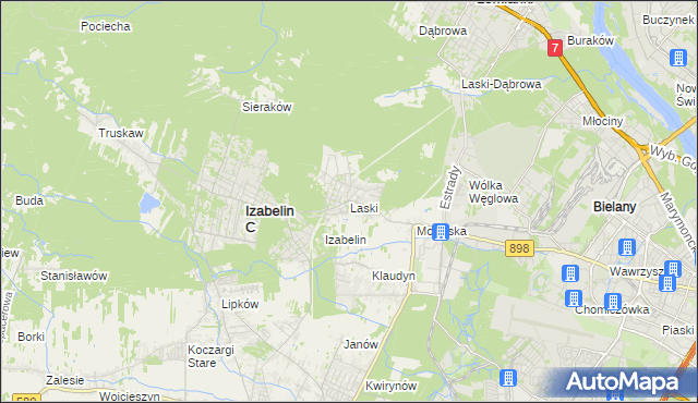 mapa Laski gmina Izabelin, Laski gmina Izabelin na mapie Targeo