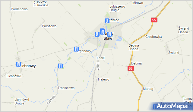 mapa Laski gmina Nowy Staw, Laski gmina Nowy Staw na mapie Targeo