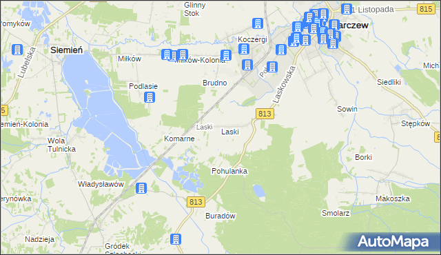 mapa Laski gmina Parczew, Laski gmina Parczew na mapie Targeo