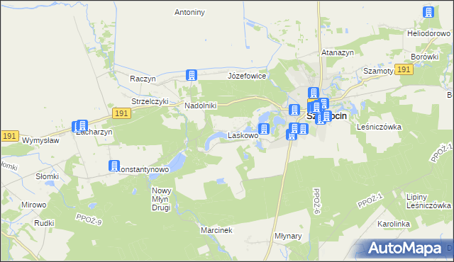 mapa Laskowo gmina Szamocin, Laskowo gmina Szamocin na mapie Targeo