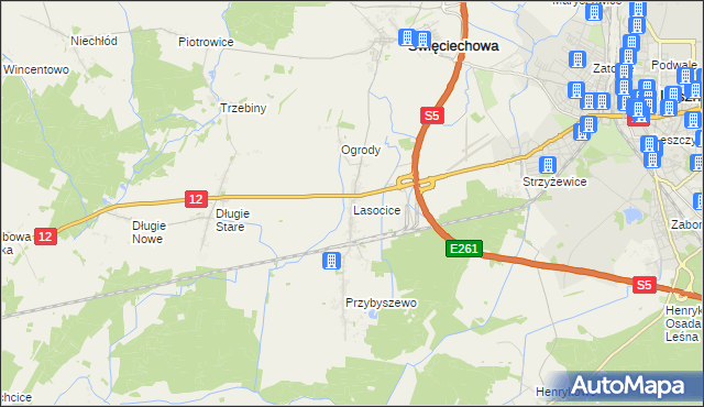 mapa Lasocice gmina Święciechowa, Lasocice gmina Święciechowa na mapie Targeo
