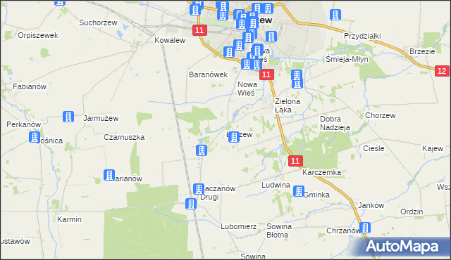 mapa Łaszew gmina Pleszew, Łaszew gmina Pleszew na mapie Targeo