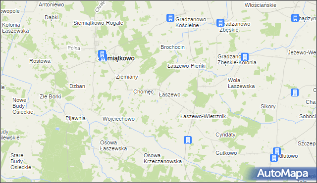 mapa Łaszewo gmina Siemiątkowo, Łaszewo gmina Siemiątkowo na mapie Targeo