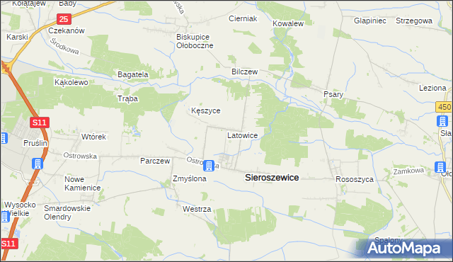 mapa Latowice, Latowice na mapie Targeo