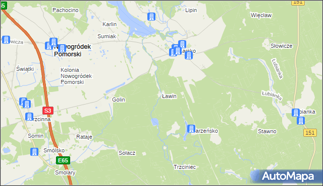 mapa Ławin, Ławin na mapie Targeo