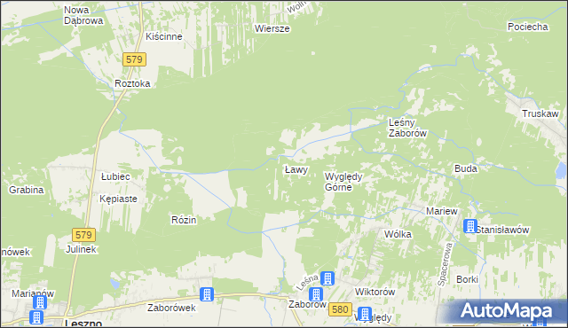 mapa Ławy gmina Leszno, Ławy gmina Leszno na mapie Targeo
