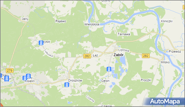 mapa Łaz gmina Zabór, Łaz gmina Zabór na mapie Targeo