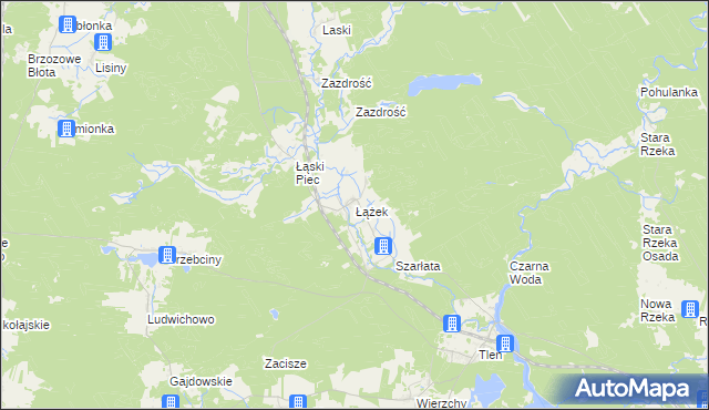 mapa Łążek gmina Osie, Łążek gmina Osie na mapie Targeo