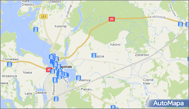 mapa Łazice, Łazice na mapie Targeo