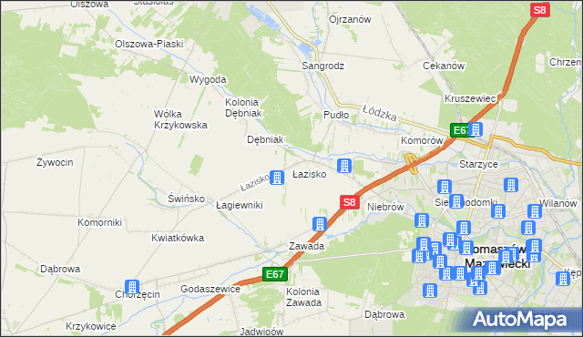 mapa Łazisko gmina Tomaszów Mazowiecki, Łazisko gmina Tomaszów Mazowiecki na mapie Targeo