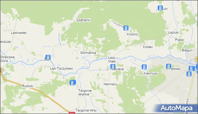 mapa Łazy Duże gmina Tykocin, Łazy Duże gmina Tykocin na mapie Targeo