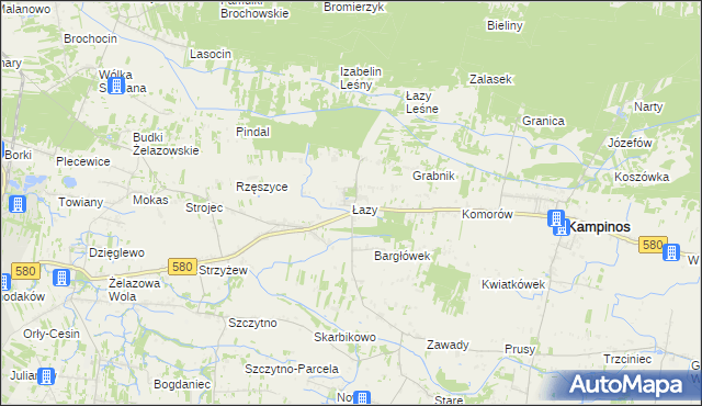 mapa Łazy gmina Kampinos, Łazy gmina Kampinos na mapie Targeo