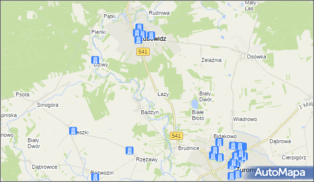 mapa Łazy gmina Lubowidz, Łazy gmina Lubowidz na mapie Targeo